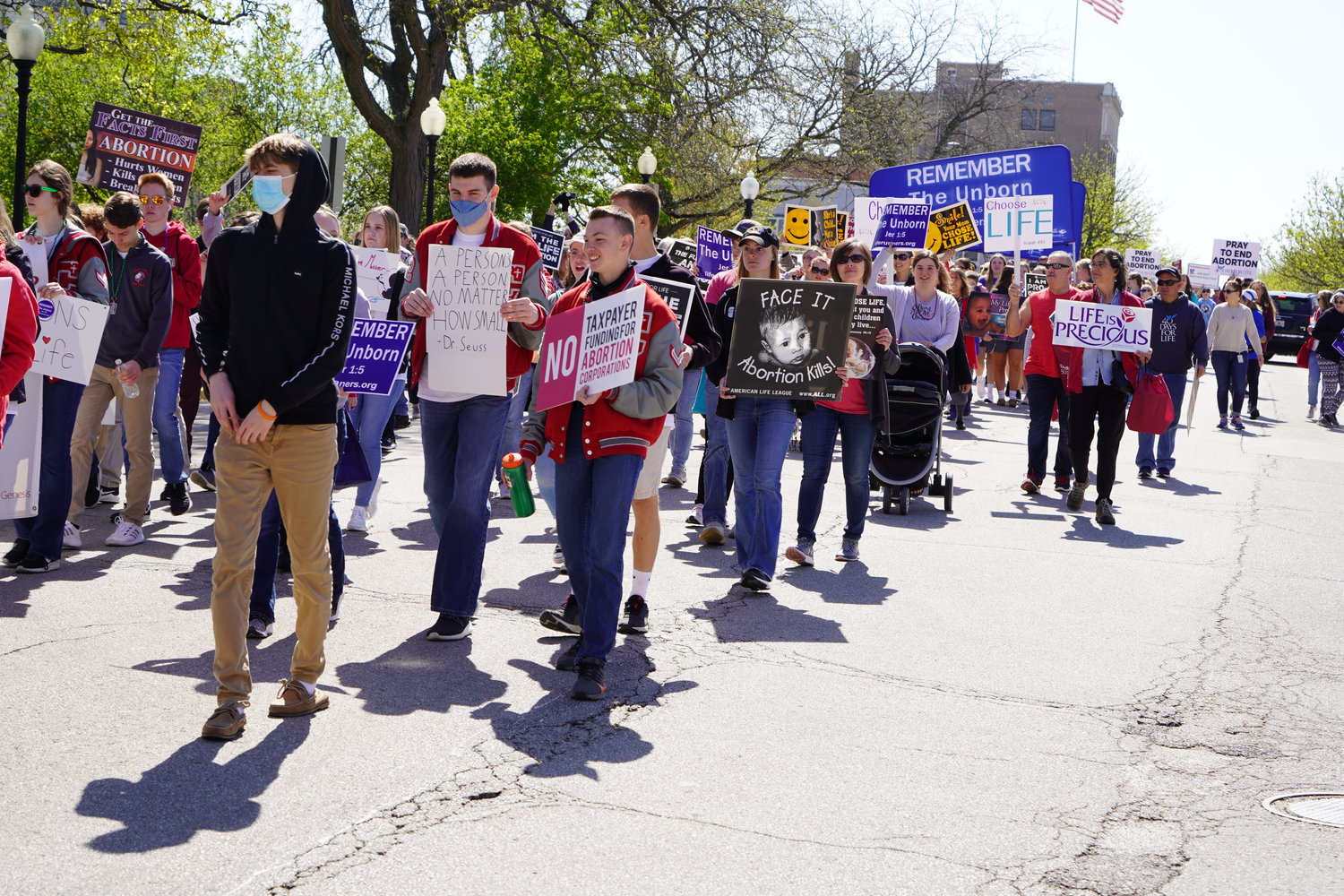 Participants in this year’s Midwest March for Life make their way down High Street toward the Missouri Capitol.
